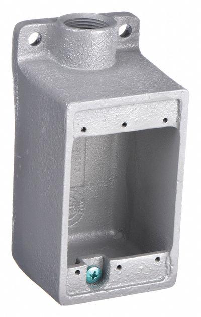 HUBBELL KILLARK Electrical Box: Iron, Rectangular, 1 Gangs, 3/4 in Hub Size, 28 cu in Capacity - Iron Weatherproof Electrical Boxes