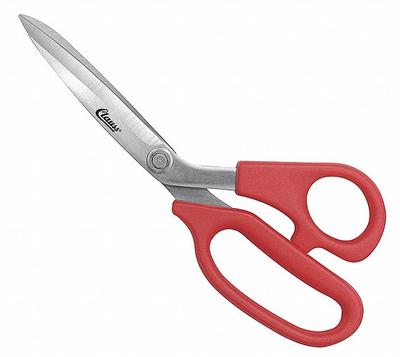 CLAUSS Shears: Ambidextrous, 8 in Overall Lg, Straight, Stainless Steel, Pointed - Offset Plastic-Handle Scissors