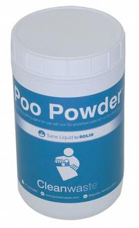 Poo Powder Waste Treatment: Powder, Scoop, 9 1/2 in Overall Lg, 6 1/4 in Overall Wd (MPN D105POW). Key specifications — Material: Powder; Includes: Scoop; Brand: CLEANWASTE; Product Type: Poo Powder Waste Treatment.