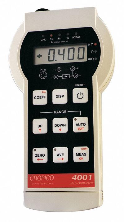 CROPICO Micro Ohmmeter: 40 microohm to 4 kiloohm, Digital - Milli- & Micro-Ohm Meters