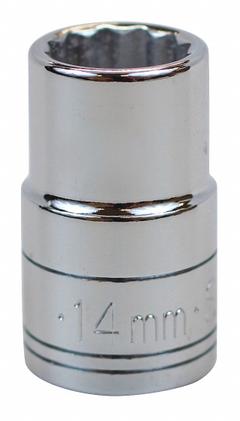 SK PROFESSIONAL TOOLS Socket: Metric, 1/2 in Drive Size, 14 mm Socket Size, 12-Point, Std, Chrome (MPN 40314). Key specifications — attr1204417: SK PROFESSIONAL TOOLS; attr1204392: Chrome.