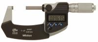 MITUTOYO IP65 Digital Outside Micrometer: 1 in to 2 in /50.8 mm to 76.2 mm, Inch/Metric, IP65 (MPN 293-345-32CAL). Key specifications — attr1182744: 0.00005 in/0.001 mm; attr1182751: Certificate of Inspection; attr1182776: IP65; attr1182741: MITUTOYO; attr1182743: +/- 0.00005 in; attr1182759: Yes.