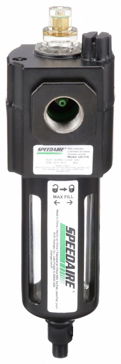 SPEEDAIRE Compressed Air Lubricator: Mist, 1/2 in NPT, 95 cfm, 150 psi Max Op Pressure - Speedaire FRL Air Lubricators