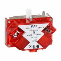 SCHNEIDER Contact Block: 30 mm Panel Mounting Size, 1NC, Momentary, 9001K/9001SK Series (MPN 9001KA3). Key specifications — Switch Action: Momentary; Terminal Connection Type: Screw Clamp Terminals; Brand: SCHNEIDER; Compatible with Series: 9001K.