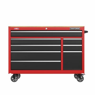 CRAFTSMAN Tool Cabinet: Red / Black Drawer, 21 3/4 in W x 54 1/2 in D x 36 in H - Heavy-Duty Rolling Tool Cabinets