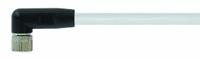 Cordset: M8 Female Right Angle X Bare Wire, 3 Pins, Gray, PVC, 15 m Cable Lg, 24 AWG Wire Size (MPN 7000-08081-2101500). Key specifications — Cable Jacket Color: Gray; End 1 Mounting Orientation: Right Angle; End 1 Gender: Female; End 1 Connection Type: M8; Cable Jacket Material: PVC; Brand: MURRELEKTRONIK; IP Rating: IP66K; End 2 Connection Type: Bare Wire.