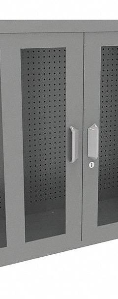VIDMAR Pegboard Wall Cabinet: 45 in x 14 in x 37 in, Clearview, Pull Handle & Keyed, Gray, 127 lb Wt (MPN Grainger48880). Key specifications — attr66693: Medium Duty; attr66638: Steel; attr66636: Assembled; attr66635: Gray; attr66630: VIDMAR.