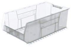 AKRO-MILS Super Size Bin: 29 7/8 in Overall Lg, 16 1/2 in x 11 in, Clear, Stacking Capable (MPN 30293SCLAR). Key specifications — Mobility: Stationary; Material: Plastic; Brand: AKRO-MILS; Stackable: Stacking Capable.