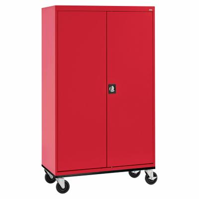 SANDUSKY Shelf Cabinet: Casters, 46 in x 24 in x 78 in, Recessed, Keyed, 4 Shelves - Commercial Mobile Shelf Cabinets