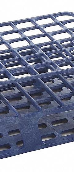 Tube Rack: 2 3/8 in Overall Wd, 4 in Overall Ht, 4 in Overall Lg, POM, Blue, (36) Wells, Benchtop (MPN HS27501B). Key specifications — Material: POM; Mounting Location: Benchtop; Color: Blue; Product Type: Test Tube Rack; Total Holding Capacity: (36) Wells; Brand: HEATHROW SCIENTIFIC.