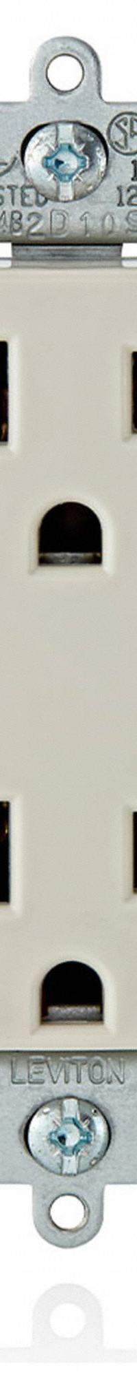 LEVITON Receptacle: Decorator Duplex, 5-15, Light Almond, 125V AC, 15 A, 2 Pole / 3 Wire (MPN 5325-T)
