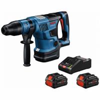 BOSCH Rotary Hammer: D-Handle, 18V DC, SDS-Max, 1 9/16 in max, 8.0 Ah, 5.2 ft-lb, 2,900 bpm (MPN GBH18V-36CK24). Key specifications — attr113858: 18V DC; attr113796: BOSCH; attr113808: 0 bpm to 2,900 bpm; attr113803: Yes; attr113838: Hammer Only; attr113809: Yes; attr113815: (1) Charger.