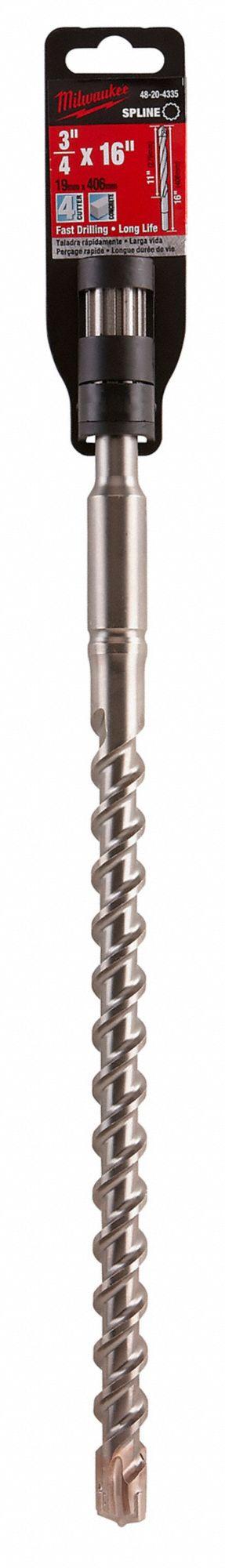 MILWAUKEE Rotary Hammer Drill: 3/4 in Drill Bit Size - Spline Concrete & Masonry Drill Bits