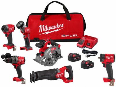 MILWAUKEE Tool Combination Kit: 6 Tools, 18 V DC Volt, Battery Included, M18, M18 - Milwaukee 18V Cordless Tool Combination Kits