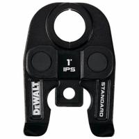 DEWALT Press Jaw: 1 in Pipe, Carbon Steel, For Elkhart PowerPress/Nibco BenchPress/Viega MegaPress (MPN DCE202100). Key specifications — attr518773: Rings; attr537224: 1 in; attr518762: Carbon Steel; attr518771: Galvanized Steel; attr518761: Nibco BenchPress; attr518760: DEWALT.