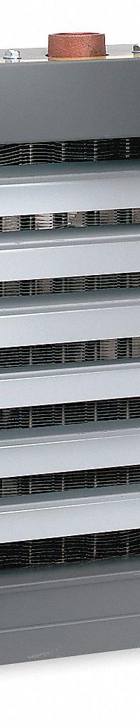 DAYTON Hydronic Wall and Ceiling Unit Heater: Steam/Water, 13,050 BtuH Output @ 200 F Water, 395 cfm (MPN 5PV31). Key specifications — Air Flow: 395 cfm; Brand: DAYTON; Connection Size, Connection Type: 1-1/4 in, Threaded Female NPT; Fan Guard Type: OSHA Compliant Guard; Heating Method: Steam; Overall Dimensions - H x W x D: 15 in x 14-5/8 in x 9-3/8 in.