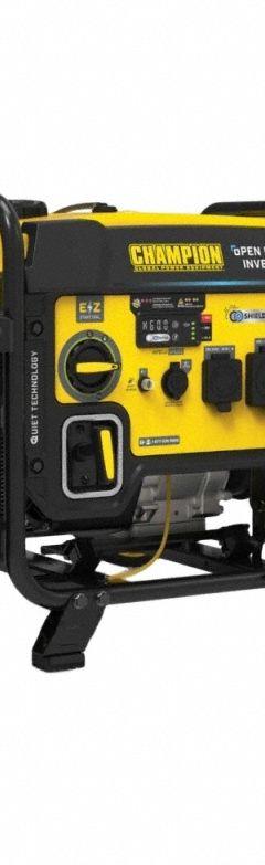 CHAMPION POWER EQUIPMENT Portable Generator: Inverter, Gasoline, 5,500 W Running, 7,250 W Starting (MPN 201239). Key specifications — CARB Compliant: No; Includes GFCI Outlets: Yes; Parallel Configuration Capable: No; Rated Voltage: 120/240V AC; Carbon Monoxide (CO) Shutdown: Yes; Generator Brand: Champion.
