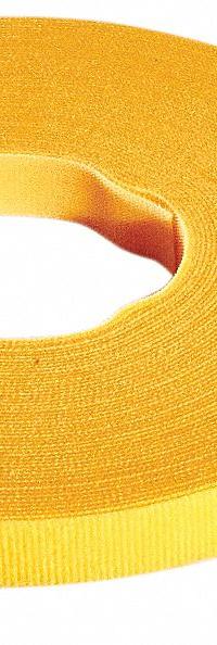 RIP-TIE Hook-and-Loop Cable Tie Roll: 75 ft Lg, 0.38 in Wd, 50 lb Tensile Strength, Yellow (MPN W-75-PRL-Y). Key specifications — Color: Yellow; Material: Nylon; Brand: RIP-TIE.