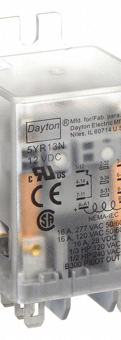 DAYTON Flange Mount Relay: Surface (Side Flange) Mounted - Surface-Mounted Relays