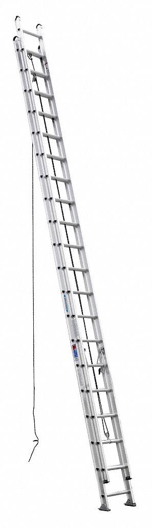 WERNER Extension Ladder: 40 ft Ladder Size - Leg Leveling Lightweight Aluminum Extension Ladders