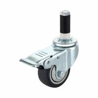 FLEXPIPE Caster: Caster, Silver/Black, 250 lb Load Capacity - Max, Rubber, Swivel, 1 Casters (MPN W-4ESB). Key specifications — Product Type: Caster; Color: Silver; Black; Brand: FLEXPIPE; Caster Type: Swivel; Component Type: Caster w/ brake.