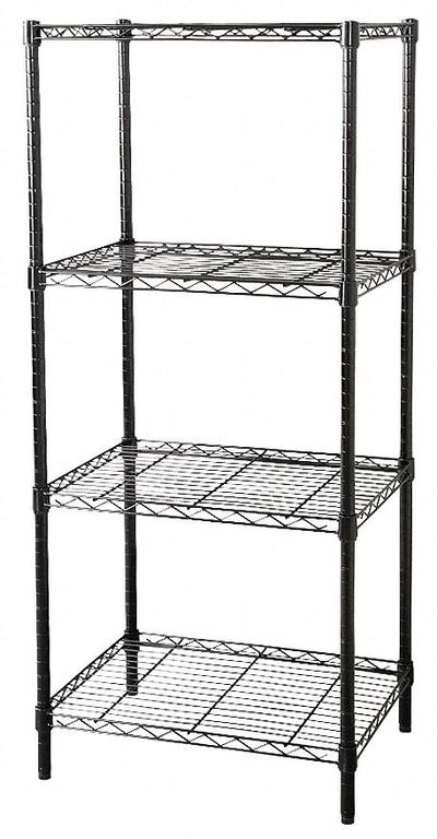 APPROVED VENDOR Wire Shelving Unit: Starter, 36 in x 18 in, 74 in Overall Ht, 4 Shelves - Stationary Wire Shelving for Wet & Dry Use