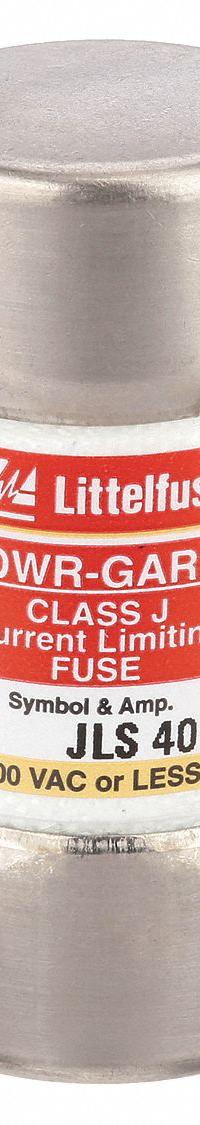 LITTELFUSE Fuse: JLS Series, Class J, Cylindrical Body, Fast-Acting, 40 A, 600 V AC, Non-Indicating (MPN JLS040). Key specifications — attr1287274: JLS; attr211200: LITTELFUSE.