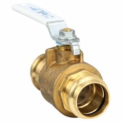APOLLO Manual Two-Way Ball Valve: 1 1/2 in, Brass, Straight, Press x Press, Full Port Ball Port (MPN 77VLF10701). Key specifications — Brand: APOLLO; Handle: Lever.