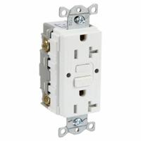HUBBELL GFCI Receptacle: Duplex, 5-20, White, GFCI, 125V AC, 20 A, 2 Pole / 3 Wire (MPN GFRTR20W)