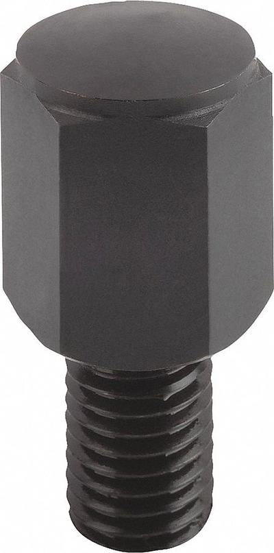KIPP Positioning Foot w/Convex Face: External Threads, Spherical, Steel, M16 Thread Size - Positioning Feet with Wear-Resistant Convex Face