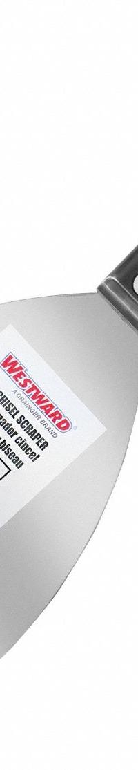 WESTWARD Scraper: Bld. Mat. Carbon Steel, Hdl. Mat. Plastic, Stiff, Tapered Bld. Shape (MPN 832F95). Key specifications — attr1004902: WESTWARD; attr1012057: Full; attr1014703: Plastic; attr1017570: Standard End; attr1029655: Straight; attr1034073: Bevel/ Offset.