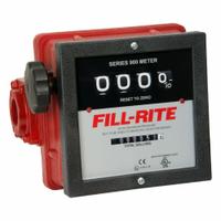 FILL-RITE Mechanical Flowmeter: 4-Digit Mechanical Fuel Transfer Meter, Aluminum, 1 in FNPT, FNPT (MPN 901C). Key specifications — Display Type: Mechanical; Brand: FILL-RITE; O-Ring Material: Buna-N; Accuracy: +/-2%; Seal Material: Buna-N; Output Type: Standard Frequency Pulse; Unit Of Measure: Gallons.