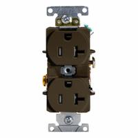 LEVITON Tamper-Resistant Duplex Receptacle: Duplex, 5-20, Brown, 125V AC, 20 A, 2 Pole / 3 Wire (MPN T5362)