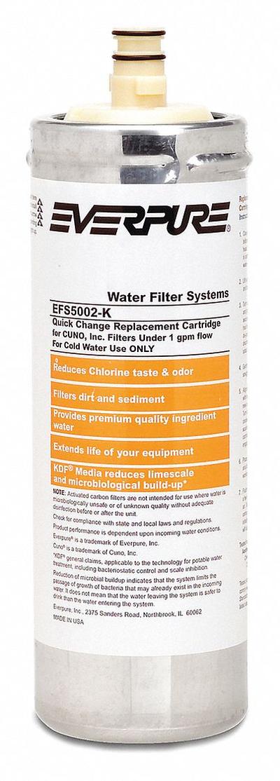 PENTAIR/EVERPURE Quick-Connect Water Filter: 5 micron, 1 gpm, 4,000 gal - Quick-Connect Drinking Fountain & Beverage Machine Water Filters