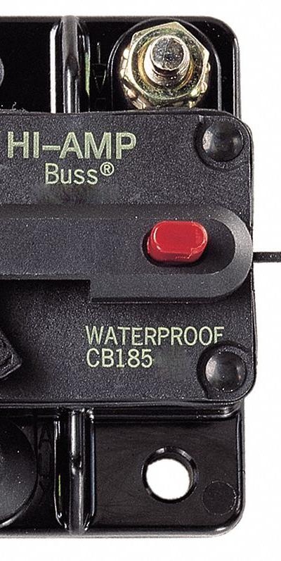 BUSSMANN Automotive Circuit Breaker: CB185, 48V DC, 3 kA at 48V DC, Stud - Flush Mount Automotive Circuit Breakers