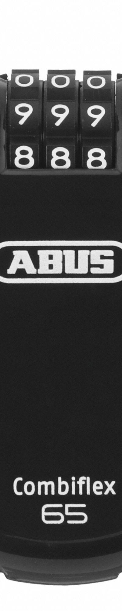 ABUS Cable Lock: Steel, Silver, 2 ft Cable Lg, 1/16 in Cable Dia, Combo Locking - Retractable Cable Locks