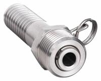 SANI-LAV Swivel Hose Adapter: Stainless Steel, Stainless, 3 3/4 in Overall Lg, Barb (MPN N15S). Key specifications — Inlet Connection Type: Barb; Brand: SANI-LAV; Color/Finish: Stainless; Includes: Trigger Lock Ring; Material: Stainless Steel; Product Type: Hose Adapter.