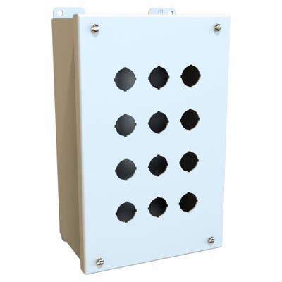 HAMMOND Push Button Enclosure: 22mm, 12 Holes, Carbon Steel - Enclosures for 22mm Operators