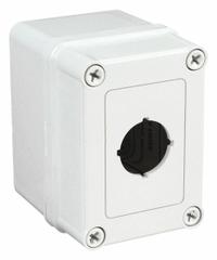 HOFFMAN Push Button Enclosure: 30mm, 1 Holes, Non-Metallic, NEMA 4X (MPN VM433-PBS1). Key specifications — attr211299: HOFFMAN; attr1043605: Washdown-Corrosion-Resistant.