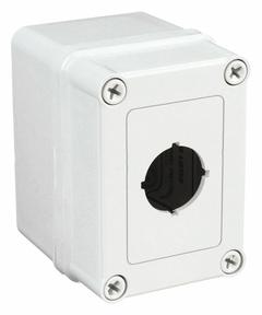 HOFFMAN Push Button Enclosure: 30mm, 1 Holes, Non-Metallic, NEMA 4X (MPN VM433-PBS1). Key specifications — attr211299: HOFFMAN; attr1043605: Washdown-Corrosion-Resistant.