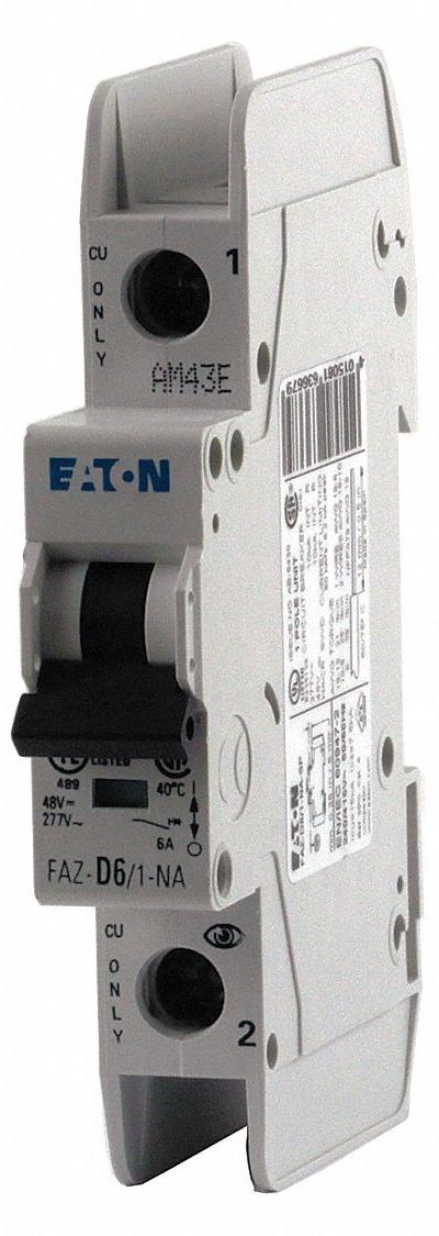 EATON IEC Miniature Circuit Breaker: 20 A Amps - D-Curve, 1-Pole UL489 DIN Rail-Mount Miniature Circuit Breakers