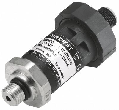 ASHCROFT Pressure Transmitter: -15 psi to 30 psi, 1 to 5V DC, 4-Pin M12 Connector - Pressure Transmitters with 4-Pin M12 Connector