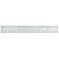 STARRETT Steel Rule, Semi-Flexible: C304SRE-6, 6 in, 0.02 in Thick, 1/64 in, Chrome, Black, Satin. Key specifications — attr939978: 1/64 in; attr934745: STARRETT; attr944509: Chrome; attr939993: Decimal; attr986193: Etched.