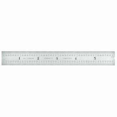 STARRETT Steel Rule, Semi-Flexible: C304SRE-6, 6 in, 0.02 in Thick, 1/64 in, Chrome - Steel Rulers