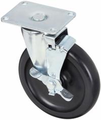 APPROVED VENDOR Plate Caster: Swivel, Side Brake, Polypropylene, 6 in Wheel Dia., 1 1/4 in Wheel Wd (MPN P12S-PB060D-P2-WB-SS). Key specifications — Brand: APPROVED VENDOR; Wheel/Tread Color: Black; Roll Up: Swivel with Brake.