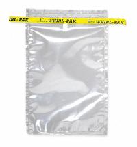 WHIRL-PAK Sampling Bag: Std, Sterile, 24 fl oz Capacity - oz, 710 mL Capacity - mL, 9 in Overall Lg (MPN B01063). Key specifications — Brand: WHIRL-PAK; Color: Clear; Product Type: Sampling Bag; Standards: FDA Approved Material; Style: Standard.