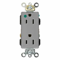 LEVITON Plugs and Receptacles: Duplex, 5-15, Gray, 125V AC, 15 A, 2 Pole / 3 Wire (MPN 16262-HGG)
