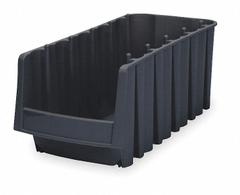 AKRO-MILS Stacking and Nesting Tote: 6 5/8 in x 17 7/8 in x 7 in, Black, 24 lb Load Capacity, Solid (MPN 30776BLACK). Key specifications — Brand: AKRO-MILS; % Recycled Content: 0%.