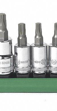 GEARWRENCH Socket Bit Sets: 1 - 25 Pieces, 1/4 in, 3/8 in Drive Size, 10 Pieces, Fixed Insert, Torx (MPN 80722). Key specifications — attr1216280: Fixed Insert; attr1216283: GEARWRENCH; attr1225718: T10 to T55; attr1227491: 1/4 in, 3/8 in.