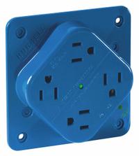 BRYANT Receptacle: Hospital Grade, Quad, 5-15R, Blue, 125V AC, 15 A, 2 Pole / 3 Wire (MPN 1254HSA)